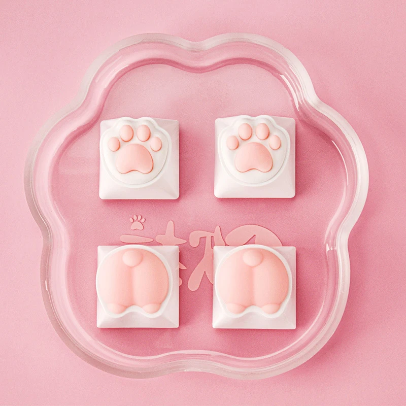 1pc Cute Cat Paw Keycaps For Mechanical Keyboard Cherry MX Switch DIY Custom Key Cap Soft Silicone Keycup Artisan Pink Color