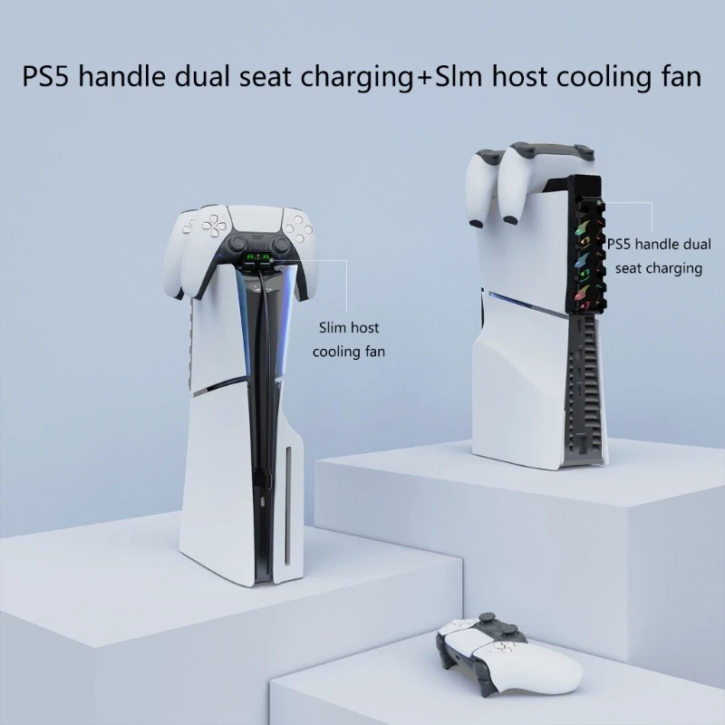 Cooling Fan for Slim Console Cooling System with RGB Light 2 USB Port Controllers Charging Function Quiet Cooling Fan