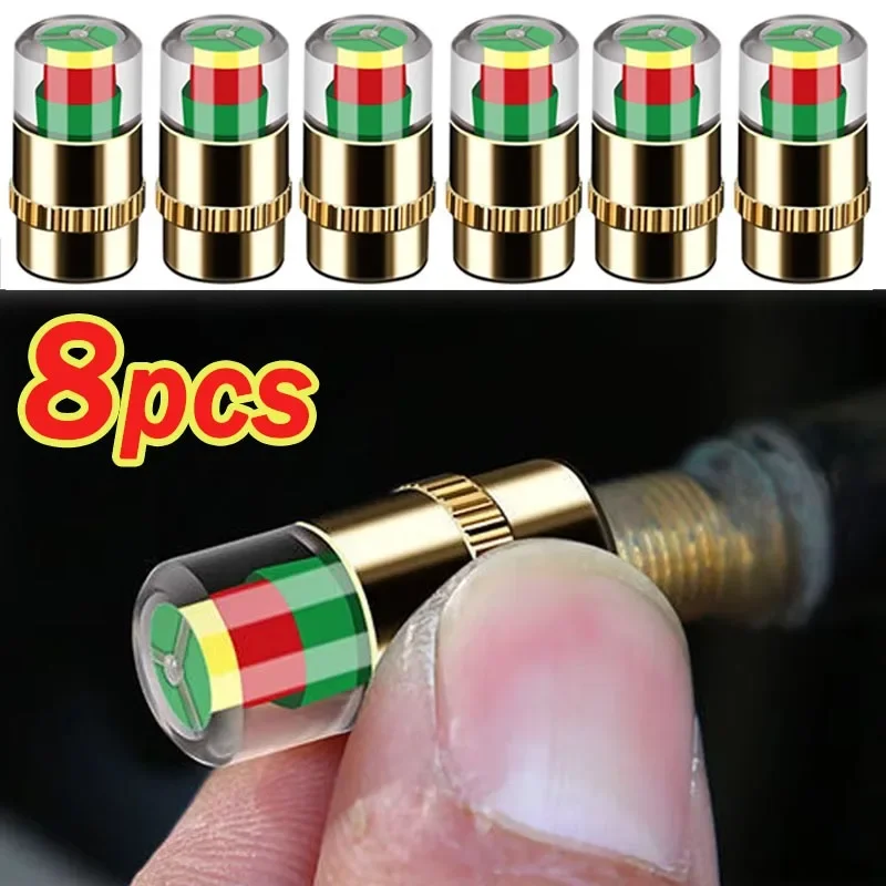 Car Tire Pressure Monitor Valve Caps Motorcycle Tyre Pressure Inspection Tool Indicator Valve Cap Tire Accessories