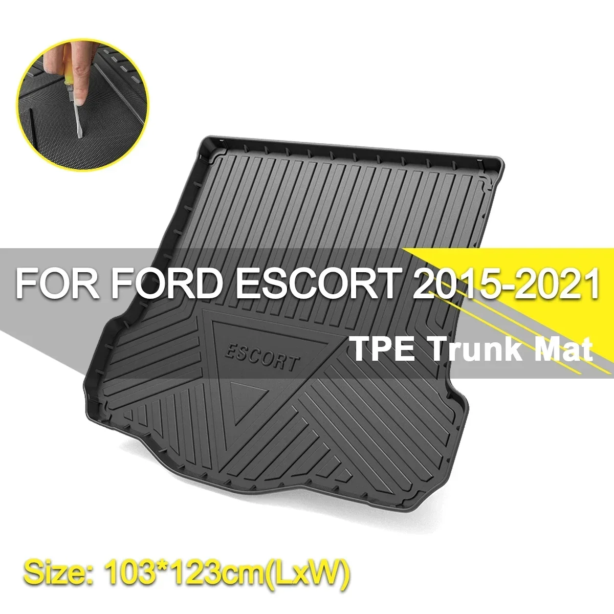 

Car Rear Trunk Cover Mat Waterproof Non-Slip Rubber TPE Cargo Liner Accessories For Ford Escort 2015-2021