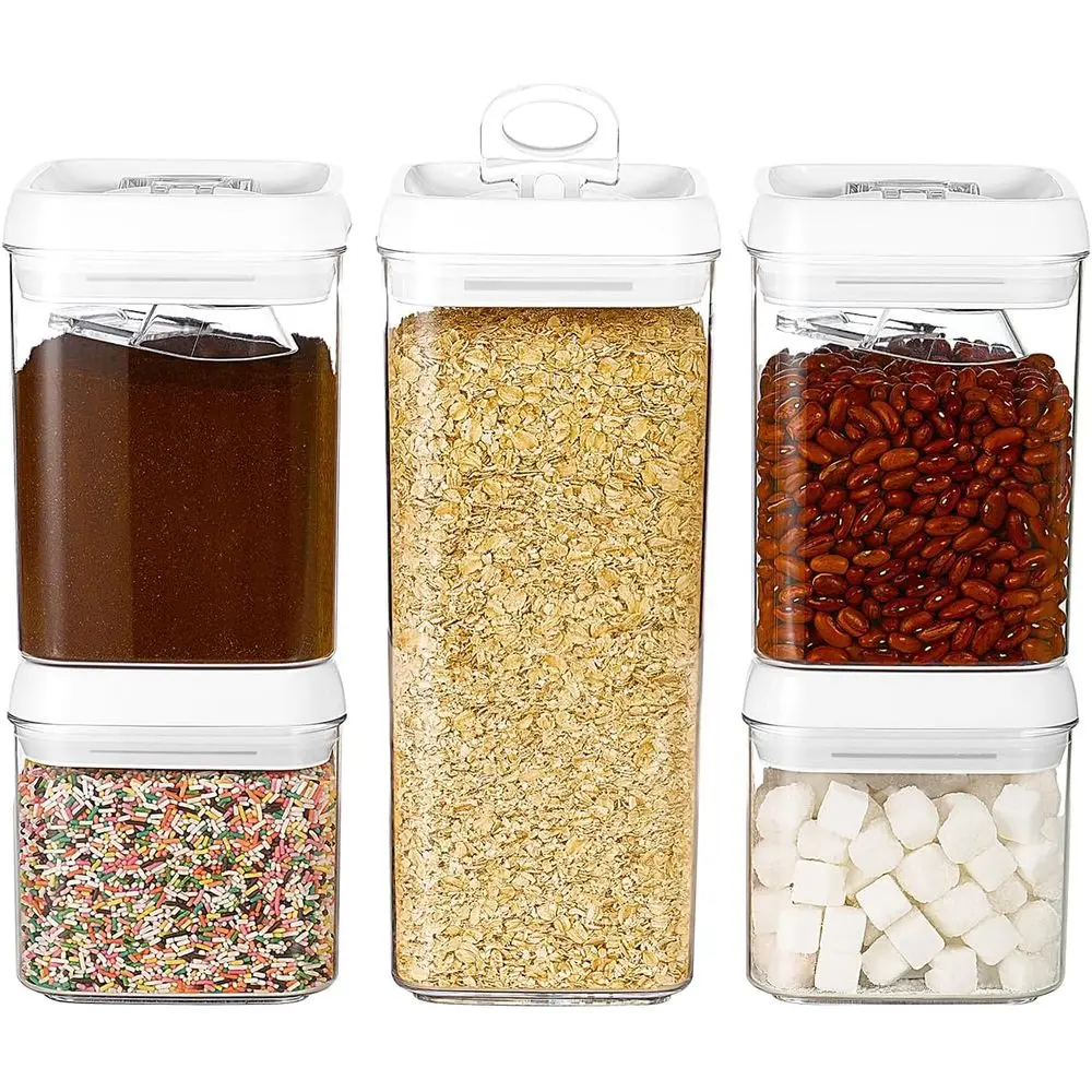 

Герметичные контейнеры для хранения, подходят для кладовой, белые, 5 дюймов, набор из 5 штук, большой ассортимент