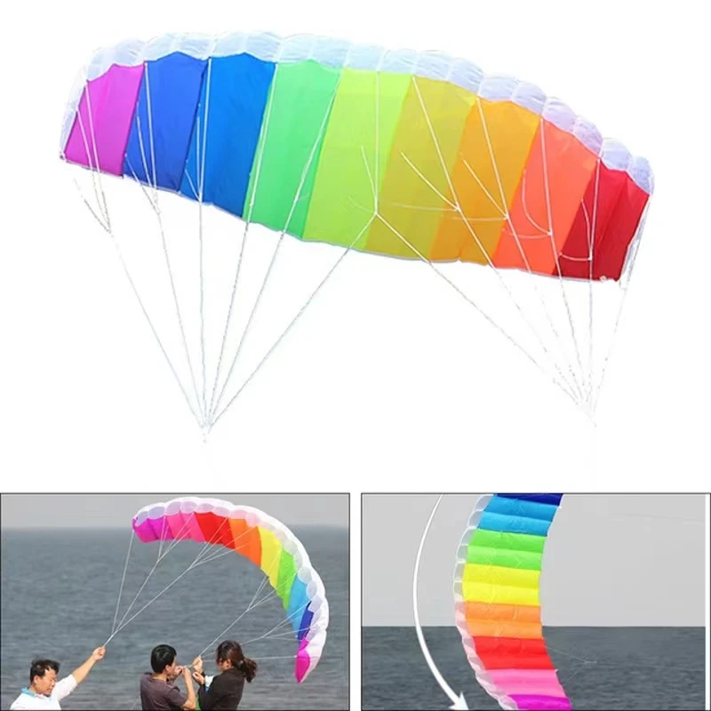 free shipping 270cm dual line large Parafoil kites fly Sports Beach stunt kite control bar outdoor toys rainbow high Line winder