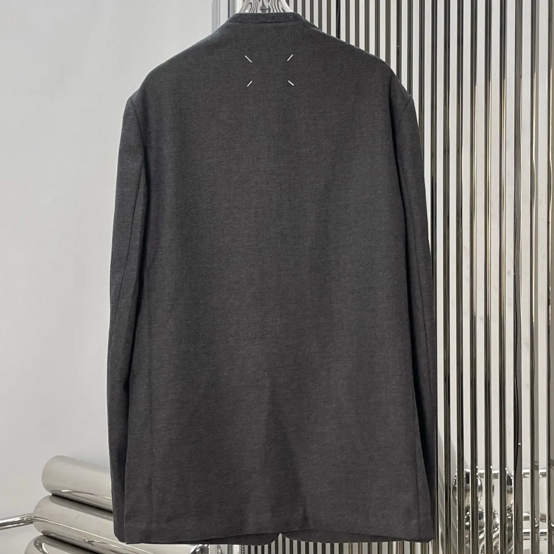 2026 new Dark Gray Tweed Wool Flannel Minimalist Classic Blazer – V-Neck Open Front Chic Casual Outerwear