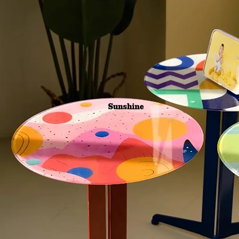 

Italian Metal Legs Coffee Table Round Glass Kawaii Living Room Coffee Table Elegant Minimalist Table De Salon Home FurnitureYY