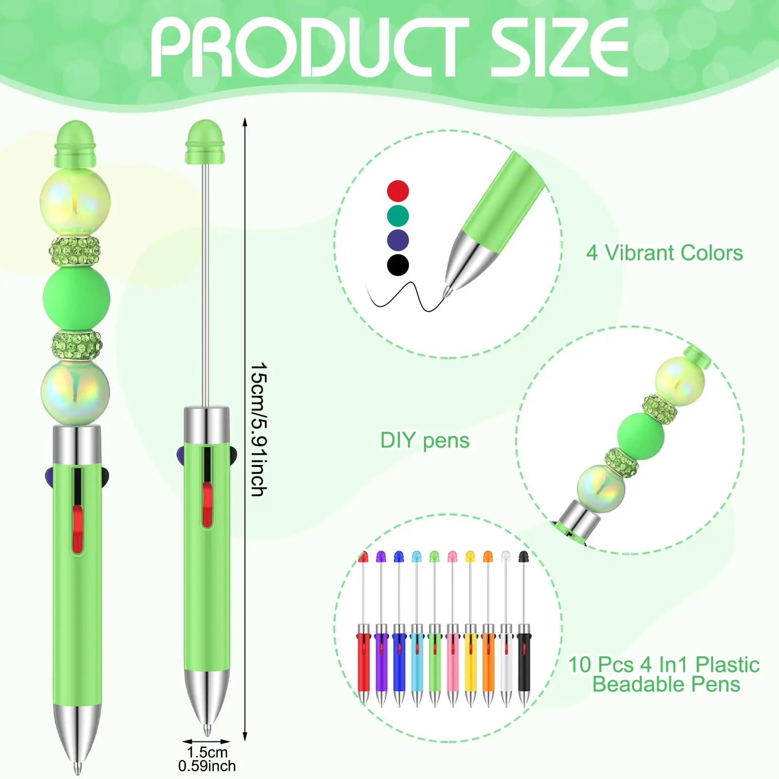 Новинка, шариковая ручка с бусинами, 4 цвета, 20 шт.