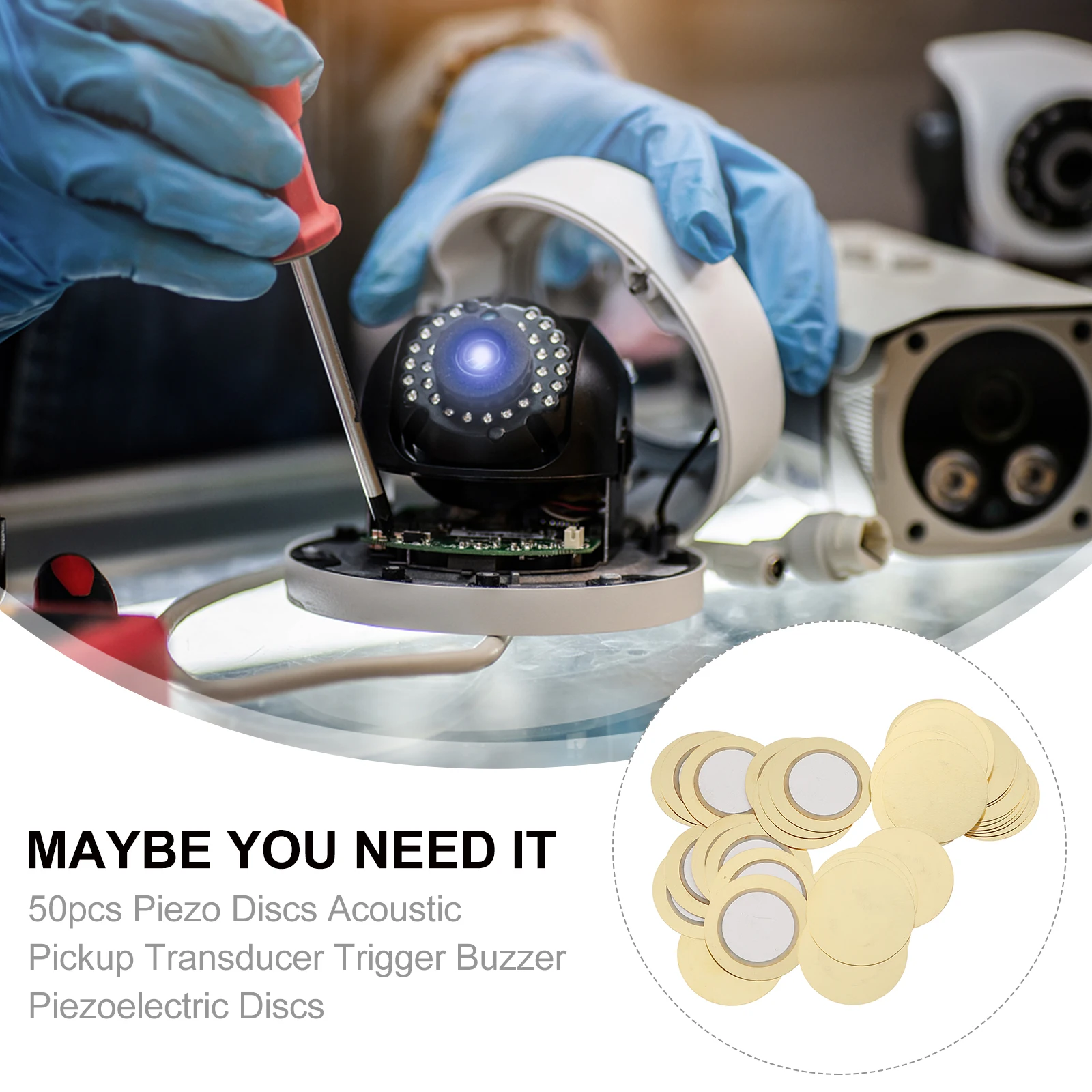 

50pcs Piezo Disc Diaphragm Buzzer Copper Ceramic Chips Acoustic Transducer Pickup For Guitar Watches Electronic Home Appliances