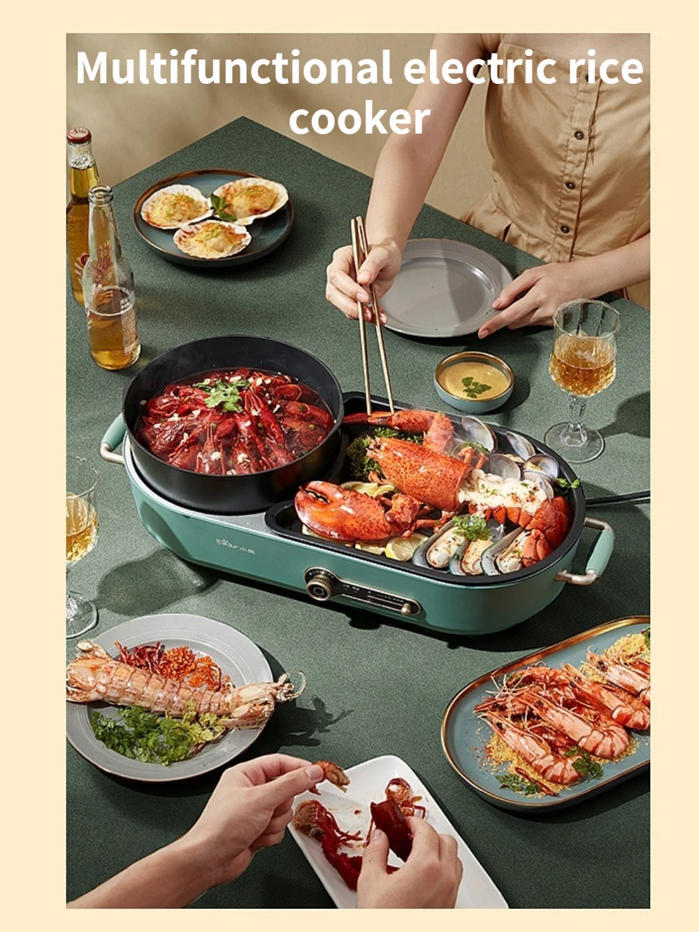 

Multi-function Electric Hot Pot Smokeless Non-Stick Barbecue Machine Home Multi-function Cooker Electric Bbq Grill and Griddle