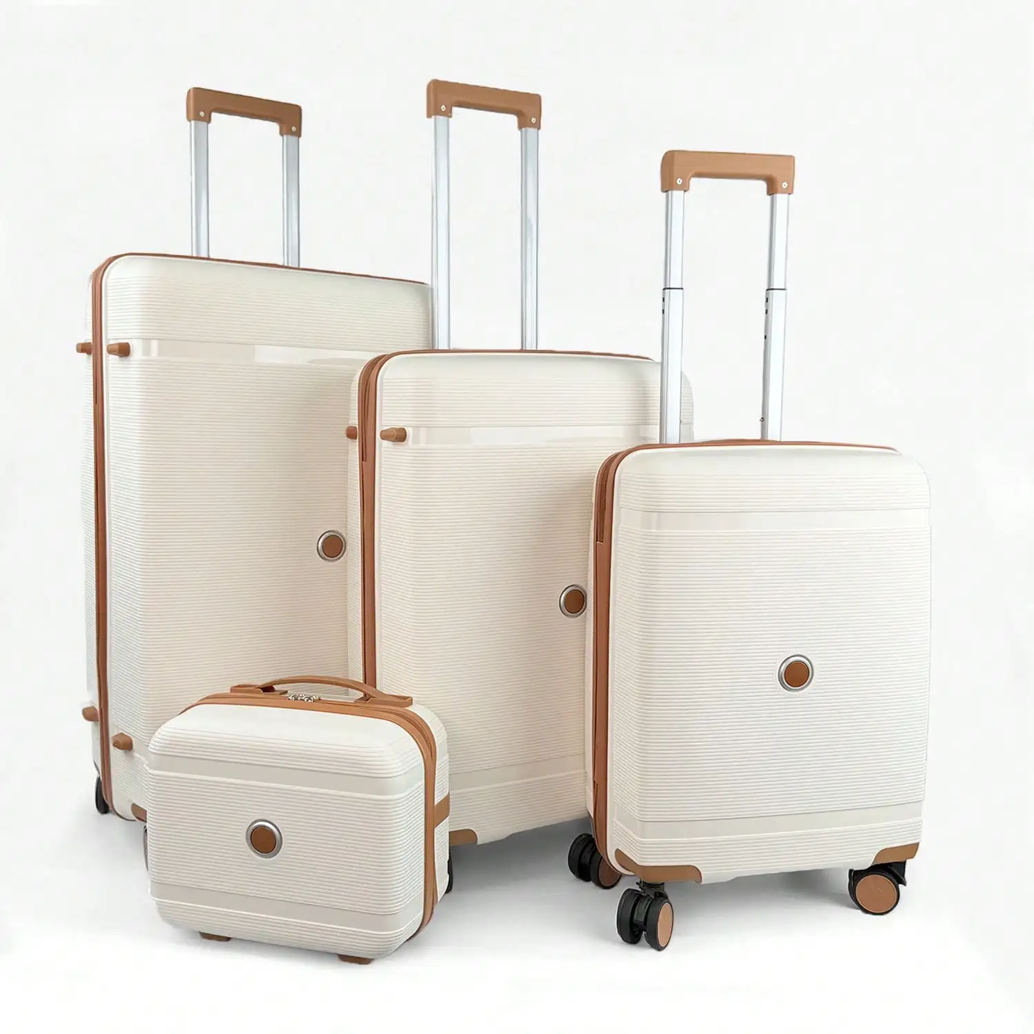 4pcs Family Travel Luggage Set In Rose Golden - 13",20", 24", & 28" Suitcases With TSA-Approved Combination Locks