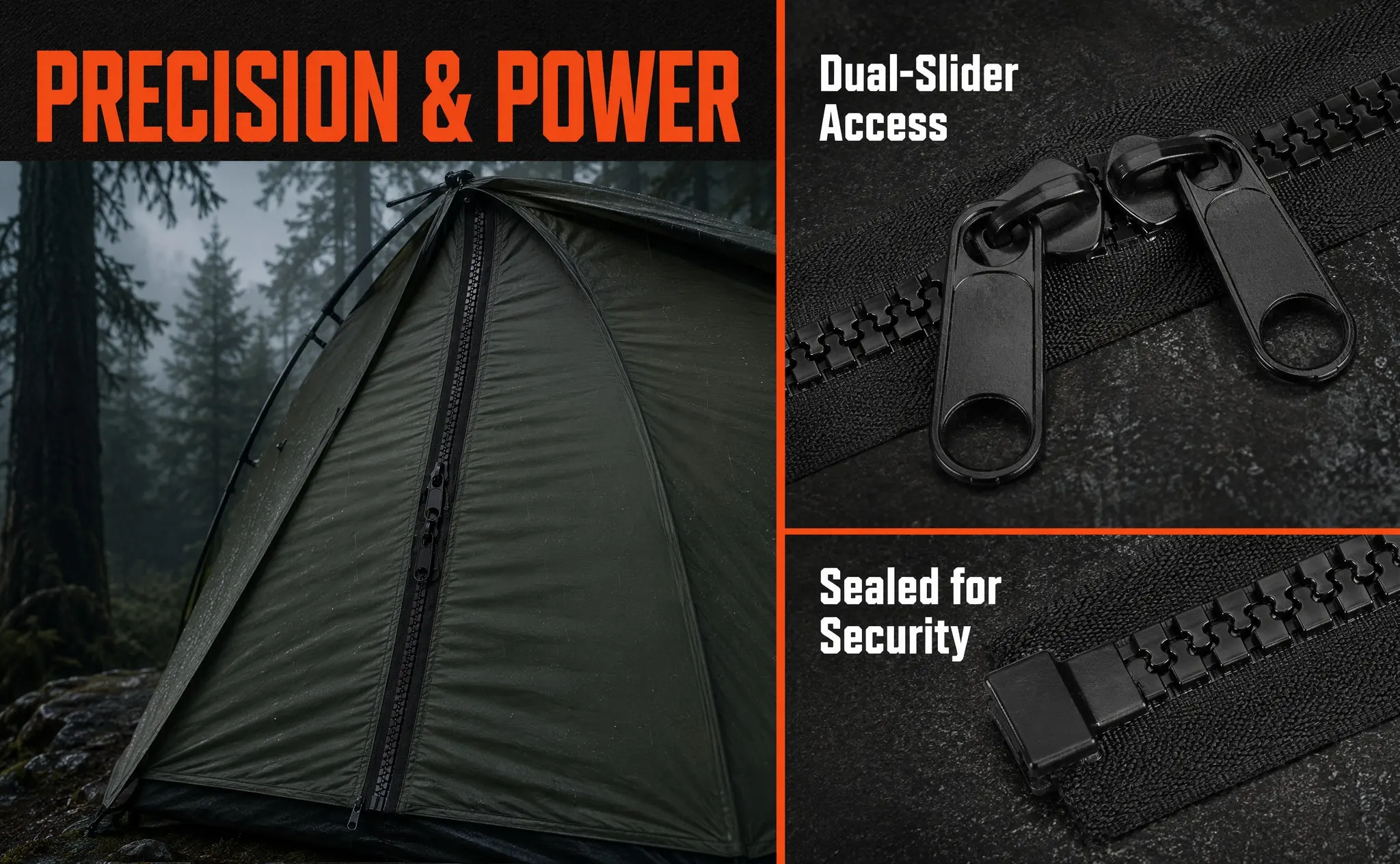 2 Meters Heavy Duty Oversized Double Pull Nylon Zipper for Tent Boat Canvas Covers Camping Sailing Outdoor Fabrics Sewing