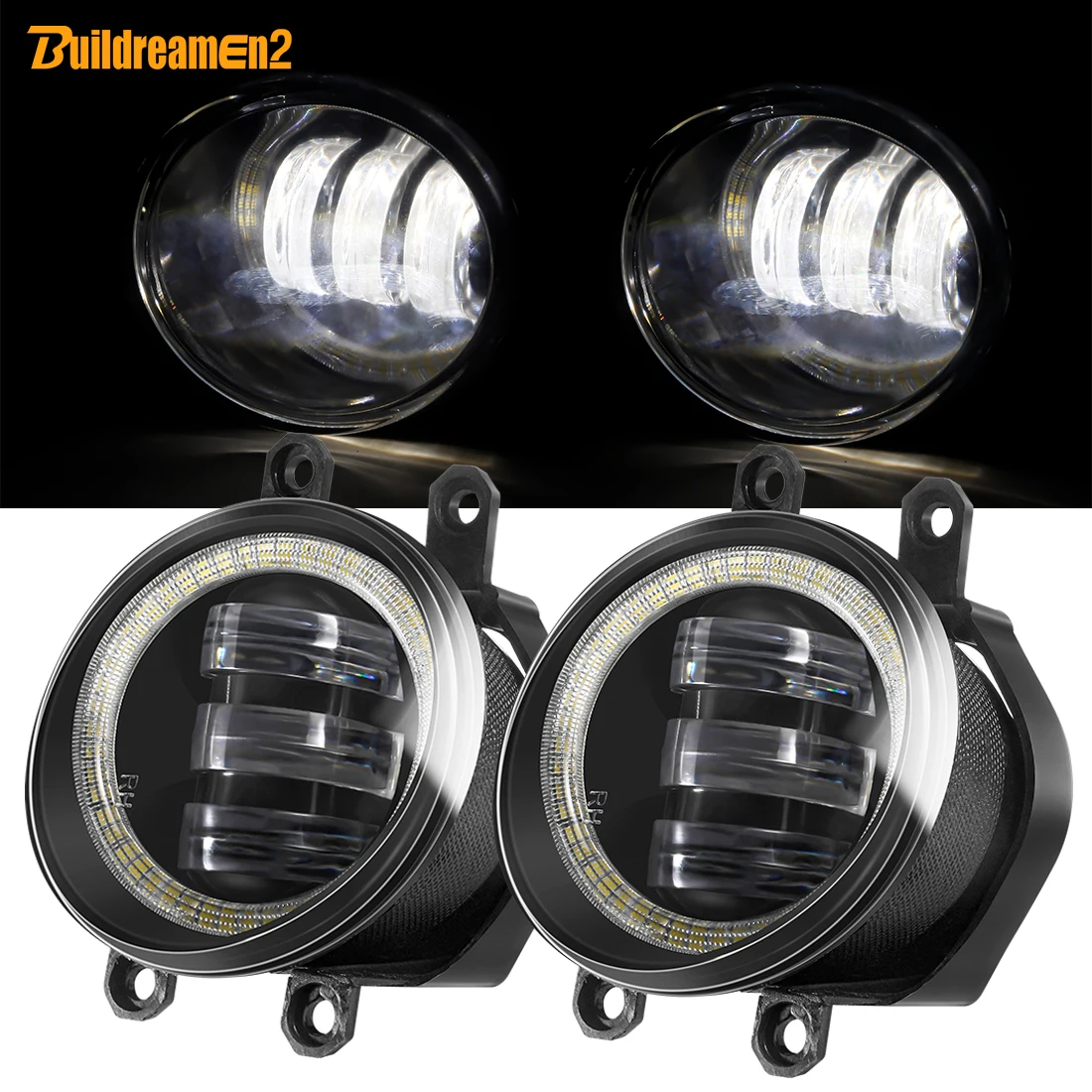 2 X Car LED Fog Light Assembly 30W Angel Eye Fog Daytime Running Lamp H11 12V For Scion tC xA Pontiac Vibe Daihatsu Materia Coo