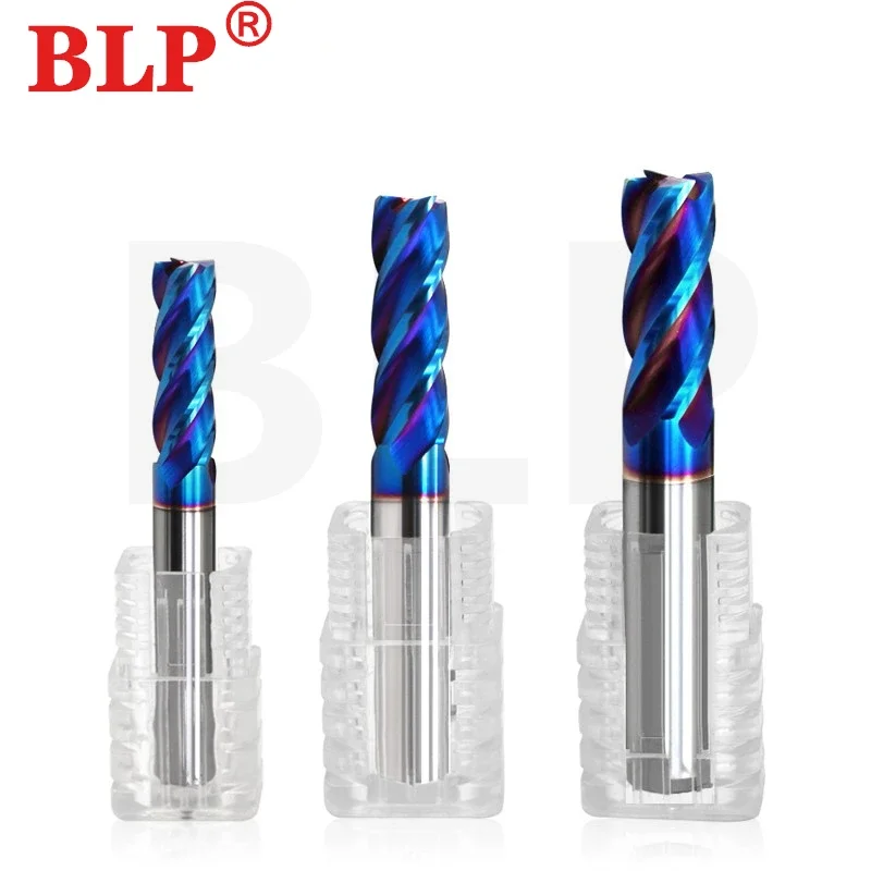 HRC65 4-Flute Tungsten Steel blue Milling Cutter Alloy Stainless Steel Special Milling Cutter Quenched Hard Coated CNC Tools