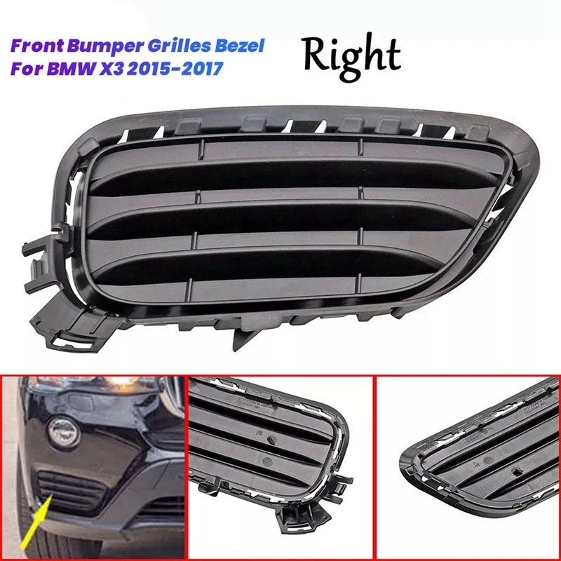 1Set Front Bumper Grille Bezel &Outer Grille Chroem Trim Strip For BMW X3 2015-2017 51117347945/51117347946 51117347949