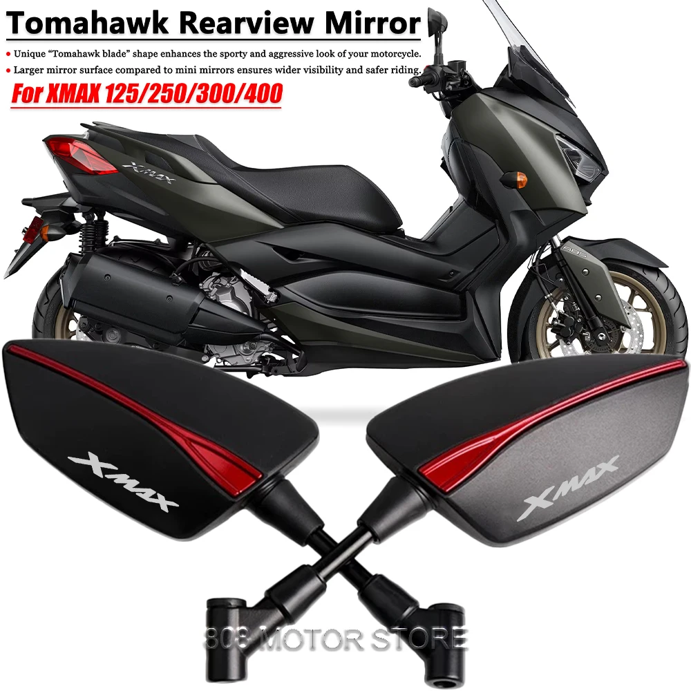 

For Xmax 125 250 300 400 Universal CNC Aluminum Tomahawk Rearview Mirrors 8mm 10mm Motorcycle Side Mirrors