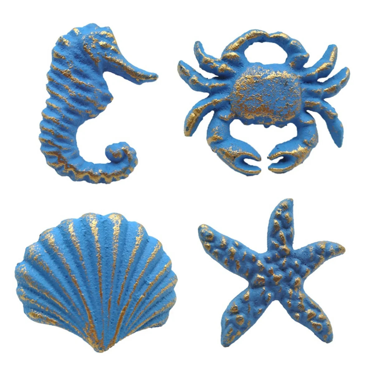 

A04I 4Pcs Retro Marine Style Cast Iron Drawer Handle-Kitchen Cabinet Wardrobe Closet Hardware,Blue