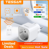 TESSAN Radio Socket with Remote Control Range 30.5M Indoor Programmable Socket with Switch 2300W Remote Controlled Plug for Home