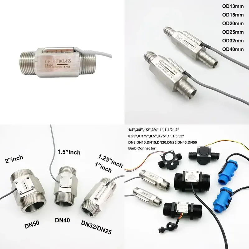 High accuracy HVAC DN8 DN15 DN20 DN25 DN40 DN50 stainless steel liquid water flow sensor meter detector for industrial
