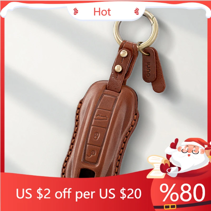 

Hot Genuine leather Protector For Porsche Panamera Cayenne 971 911 9YA Macan Boxster Key Case Cover Fob Interior Stickers