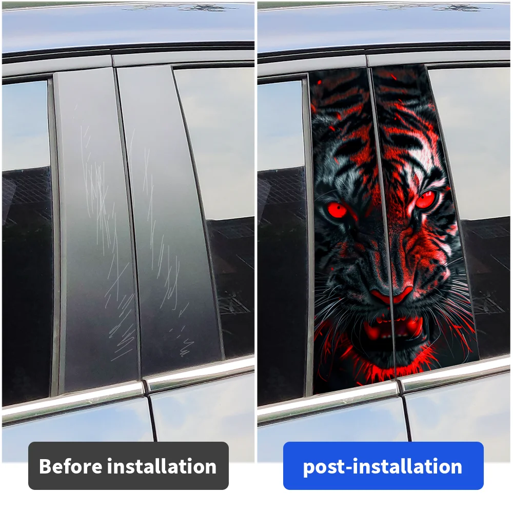 Animals Cool Tiger Car Stickers Auto B Pillar Waterproof Center Column Decor Cover Scratches Car Doors Pillar Decals Accessories