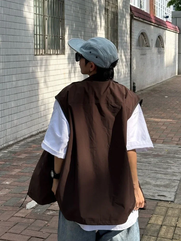 

Men Women's American Utility Vest with 6 Zippered Pockets Standing Collar Adjustable Hem Lightweight Outdoor Camping Workwear