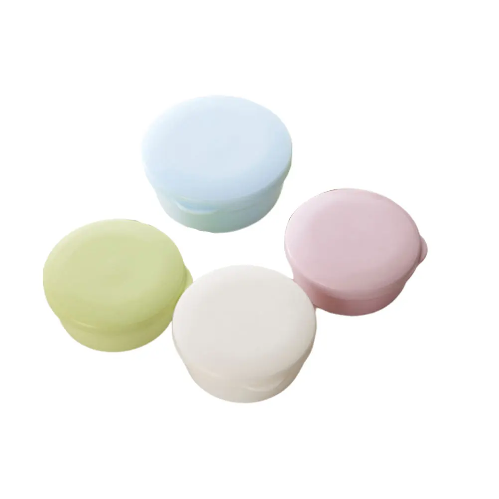 

4pcs Soap Portable Container Soap Holder Draining Plate Dish Bathroom Case Holder Tray Round Shape Long Lasting