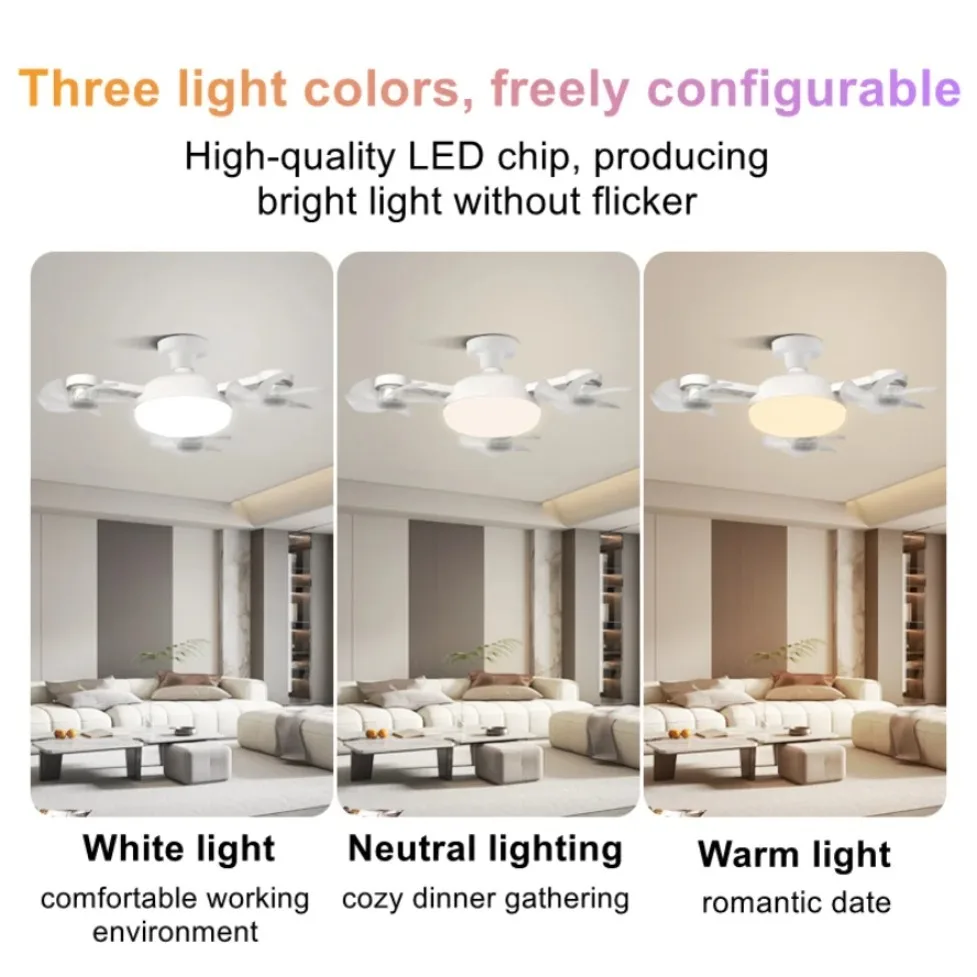 3/4 Heads Drone Style E27 Ceiling Fan Light 2-in-1 AC85-265V Three Colors LED Fan Lamp With Remote Control For Home Restaurant