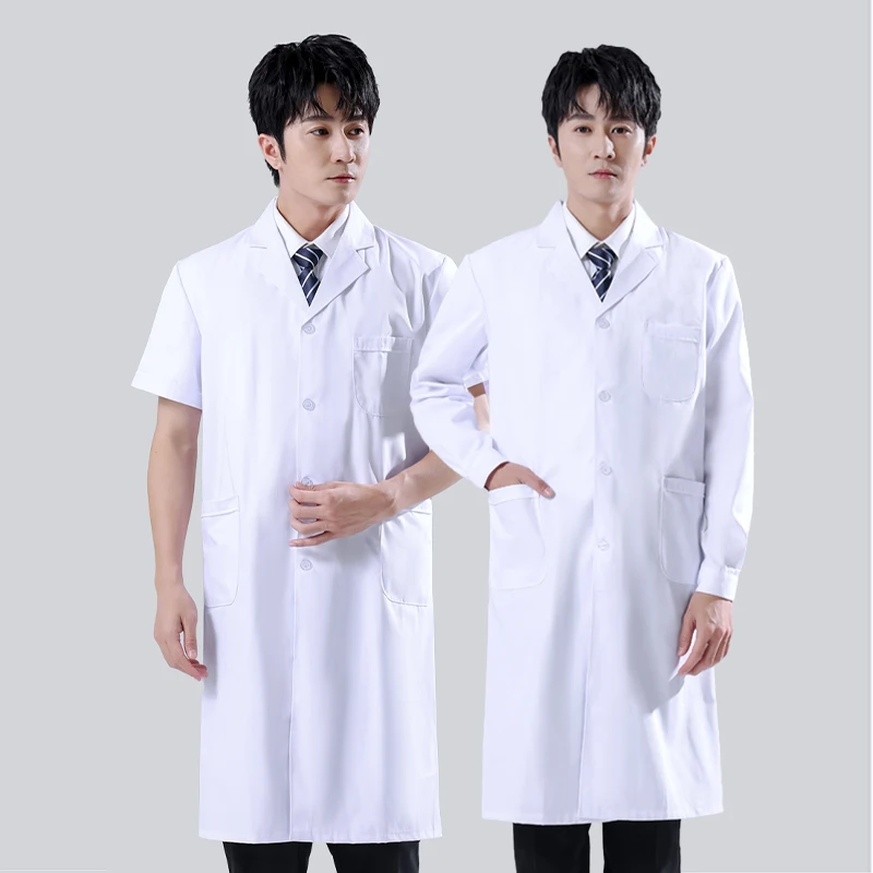 

Мужское белое медицинское пальто, мужское лабораторное пальто для ученых, пальто для врача, лабораторное пальто для больницы, студента, школы, косплей, пищевое пальто