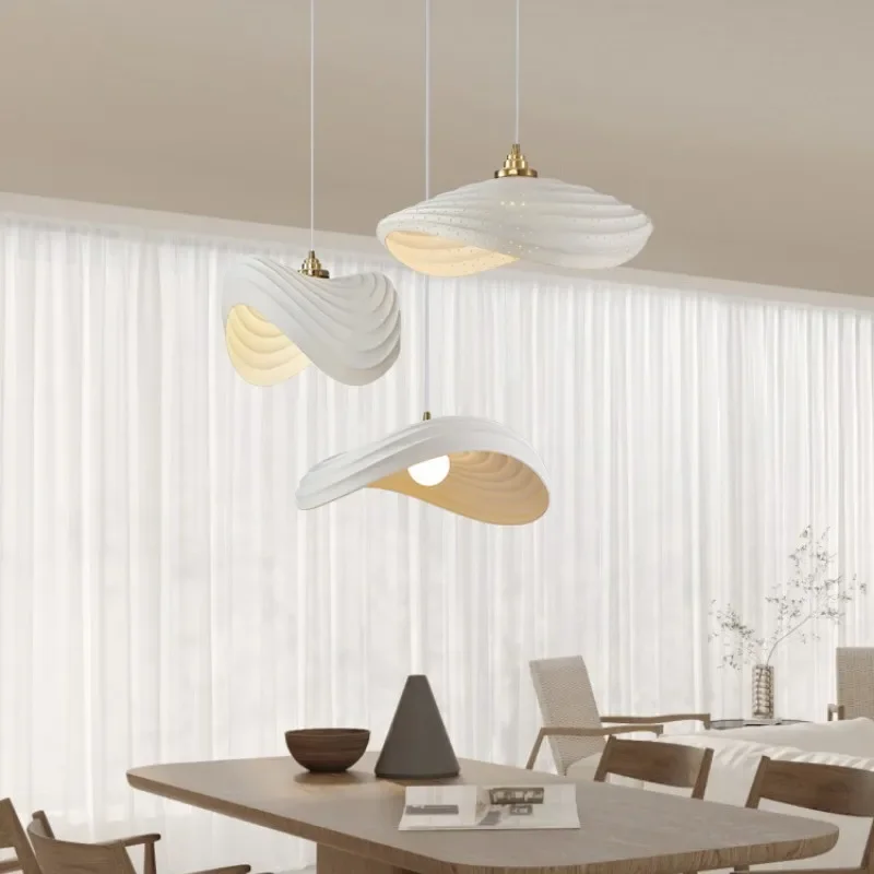 Modern Minimalism E27 Led Pendant Lights Nordic Dining Room Wabi Sabi Resin Suspend Lamp Bar Macaron Droplight Led Lamp Fixtures