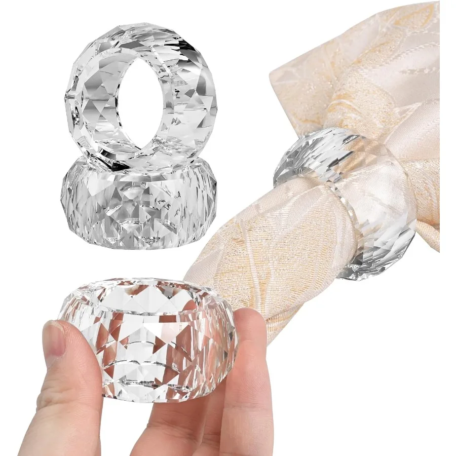 

Хрустальные держатели для колец для салфеток, 2-дюймовый набор из 4 свадебных украшений для вечеринки, рождественских украшений для стола, ужина