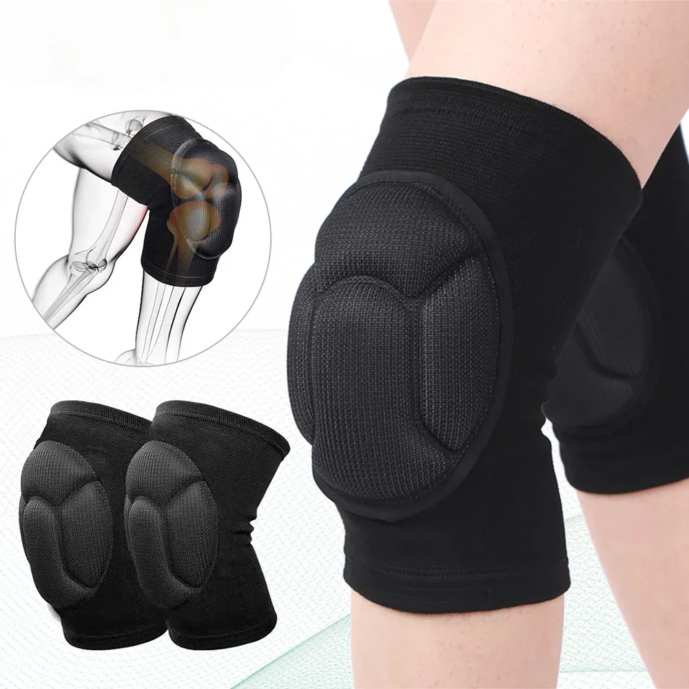 1Pair Thickened Protection Sports Kneepad Elastic Knee Pads Support Fitness Gear Basketball Volleyball Brace Protector Unisex