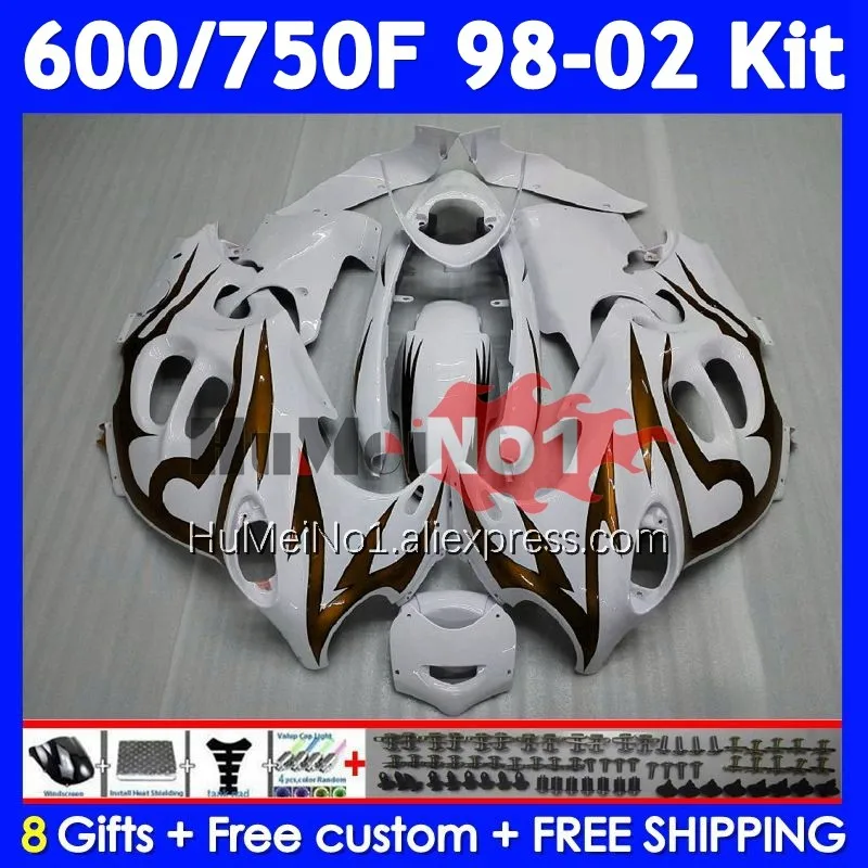 Kit For SUZUKI KATANA GSXF 750 600 GSXF750 Gold flames 114No.52 GSXF600 98 99 00 01 02 GSX750F 1998 1999 2000 2001 2002 Fairing