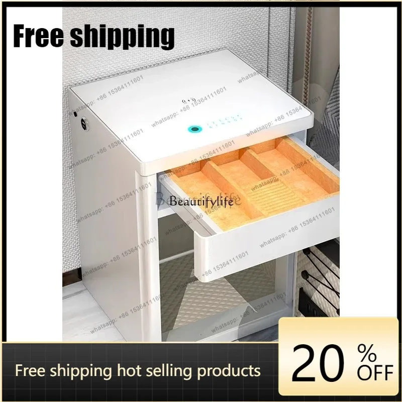 HJ Bedside safe Household anti-theft all-rigid small fingerprint password safe Bedside table