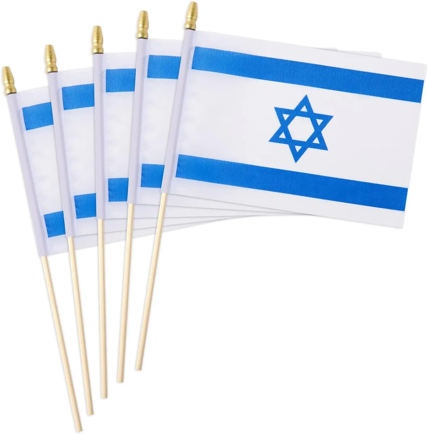 

25 Small Mini Wooden Handheld Stick Flags of Israel, Perfect for Holiday Parties, World Cup, Independence Day, and Flag Day Celebrations – 25 Pack