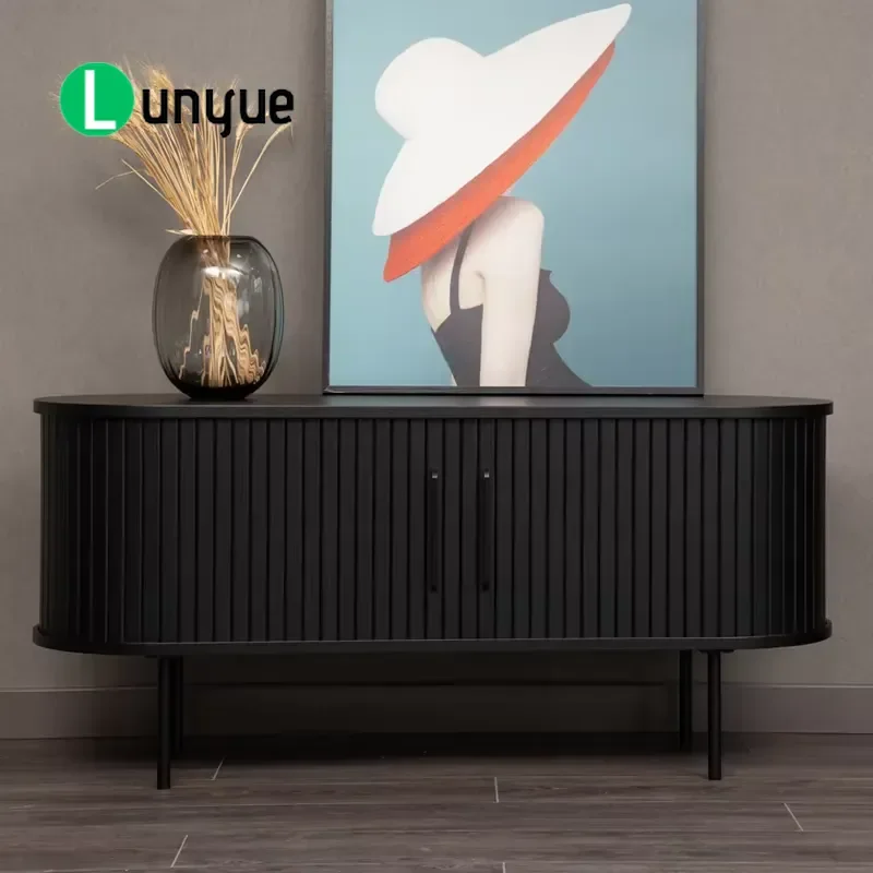 Minimalist Scandinavian TV Console Table Oak Veneer Finish Soft Closing Drawers For 65 Inch TV Unit Living Room Furniture