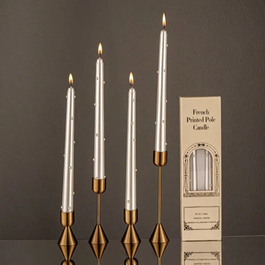2/4pcs 25cm Long-Stem Pearl Candle — Hotel-Style Tabletop Accent | European-Inspired Romantic, Smokeless Candlelight Dinner