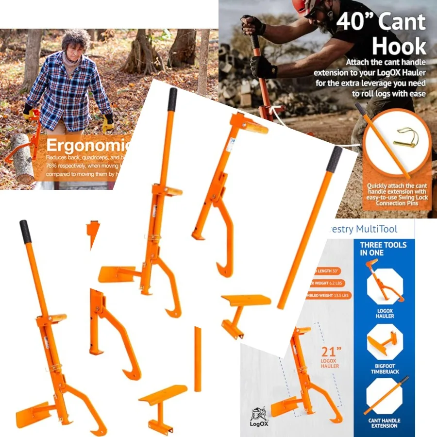 

Forestry multitool for firewood harvesting: steel black reduces back strain and heating costs with log hauler cant hook and tim