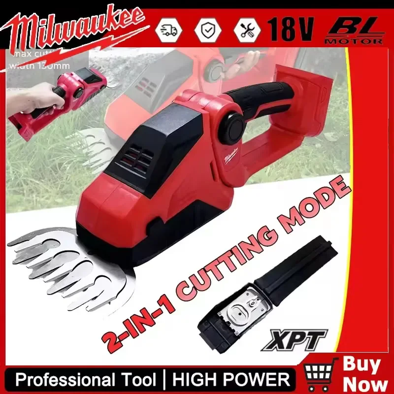 

Milwaukee Аккумуляторный триммер для живой изгороди 2-в-1 Электрический триммер для травы Триммер для втулки Ножницы для травы Ручной садовый инструмент для аккумулятора 20 В