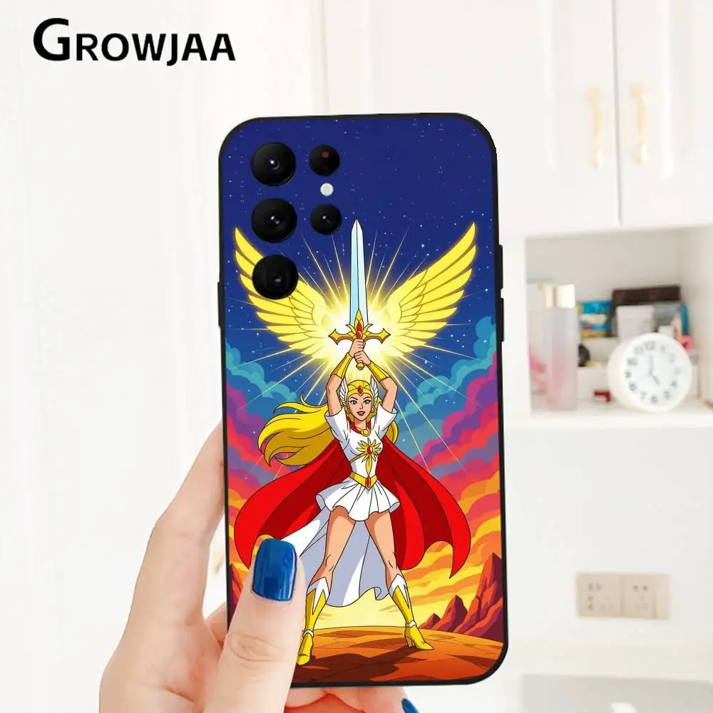 ヒーマン漫画風スマホケース サムスン Galaxy S25 S24 S22 S23 Ultra S21 S20 Plus 5G対応 フロスト加工 滑り止め フルソフトケース