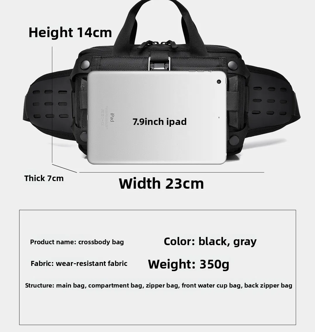 New Men's Sports Waist Bag, Waterproof Mobile Phone Crossbody Bag, Outdoor Tactical Crossbody Chest Bag, Single Shoulder Bag