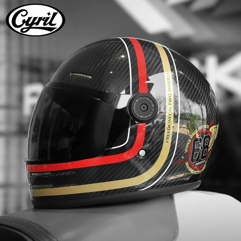 Carbon Fiber Lightweight CYRIL Full Face Motorcycle Helmet Racing DOT ECE Casco Moto Unisex Anti-Fog Breathable Street Windproof