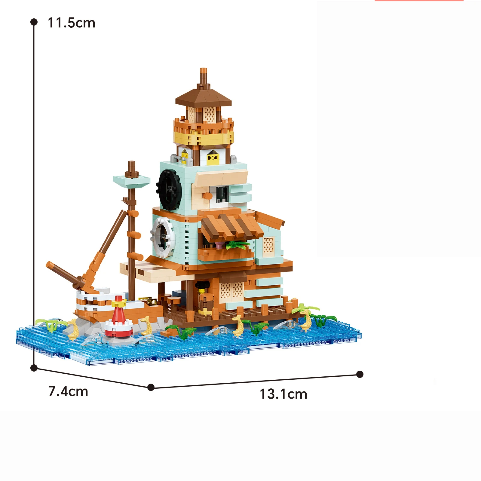 1000-teiliges Leuchtendes Fischerhütten-Bausteinset, Fischerdorf-Blockhaus-Montagemodell, Spielzeug für Erwachsene, Geburtstagsgeschenk – Detail 6