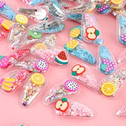 20Pcs Cartoon Fruit Sequins PVC Girl HairClips for Baby Shower Kids Birthday Party Favors Goodie Bag Party Decor Gifts Supplies