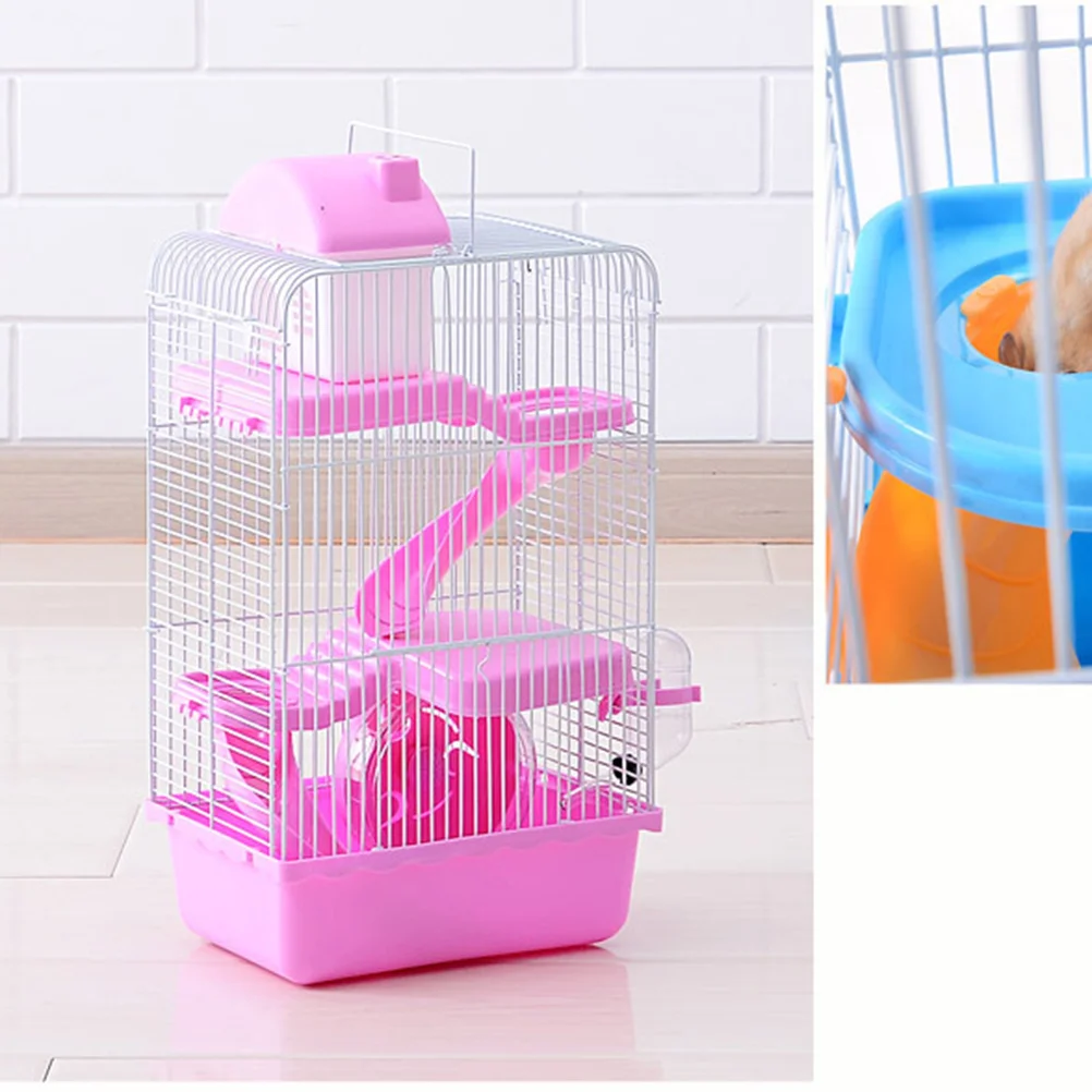 Luxury Three Layer Hamster Cage Portable Small Pets House Chinchilla Hamster House (Light Blue)