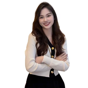 V-Ausschnitt Damen-Langarm-Mesh-Strickjacke, Jacke, koreanische Version, koreanische Version 12 Hauptverkäufe hauptsächlich weiblicher Tricot - №11