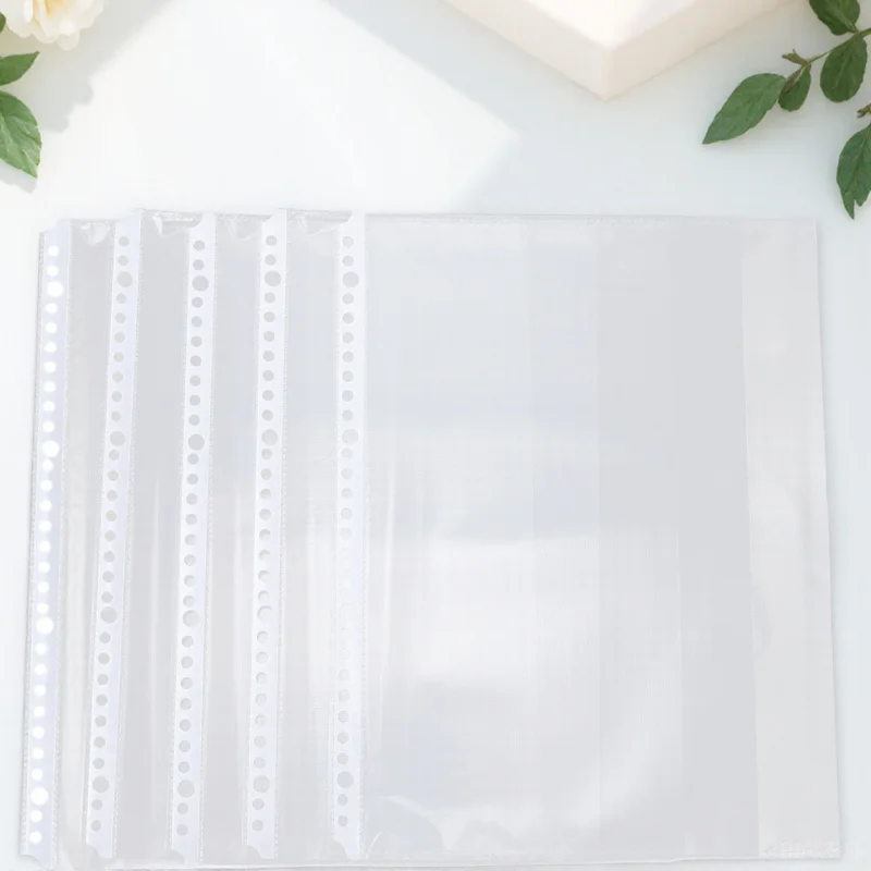 

100Pcs 30 Holes Binder Sleeves Clear Transparent Plastic Loose Leaf A4 Document Storage Pouch Folder Accessories