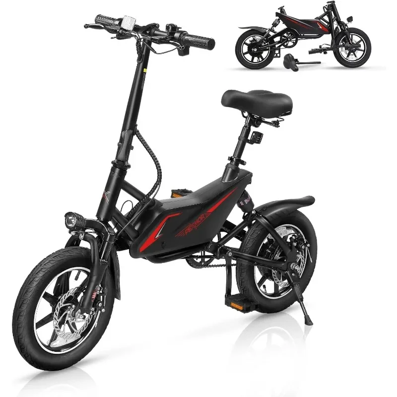 

Electric Bike for Adults, 350W Motor (Peak 500W) Folding Ebike | Full Suspension | 36V 6AH Battery, 14" Foldable Commuter City