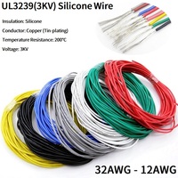 2M/5M Copper Wire 32 28 24 22 20 18 16 14 12 AWG Soft Silicone UL3239 3KV Flexible DIY Line LED Lighting Cord Electronic Cable