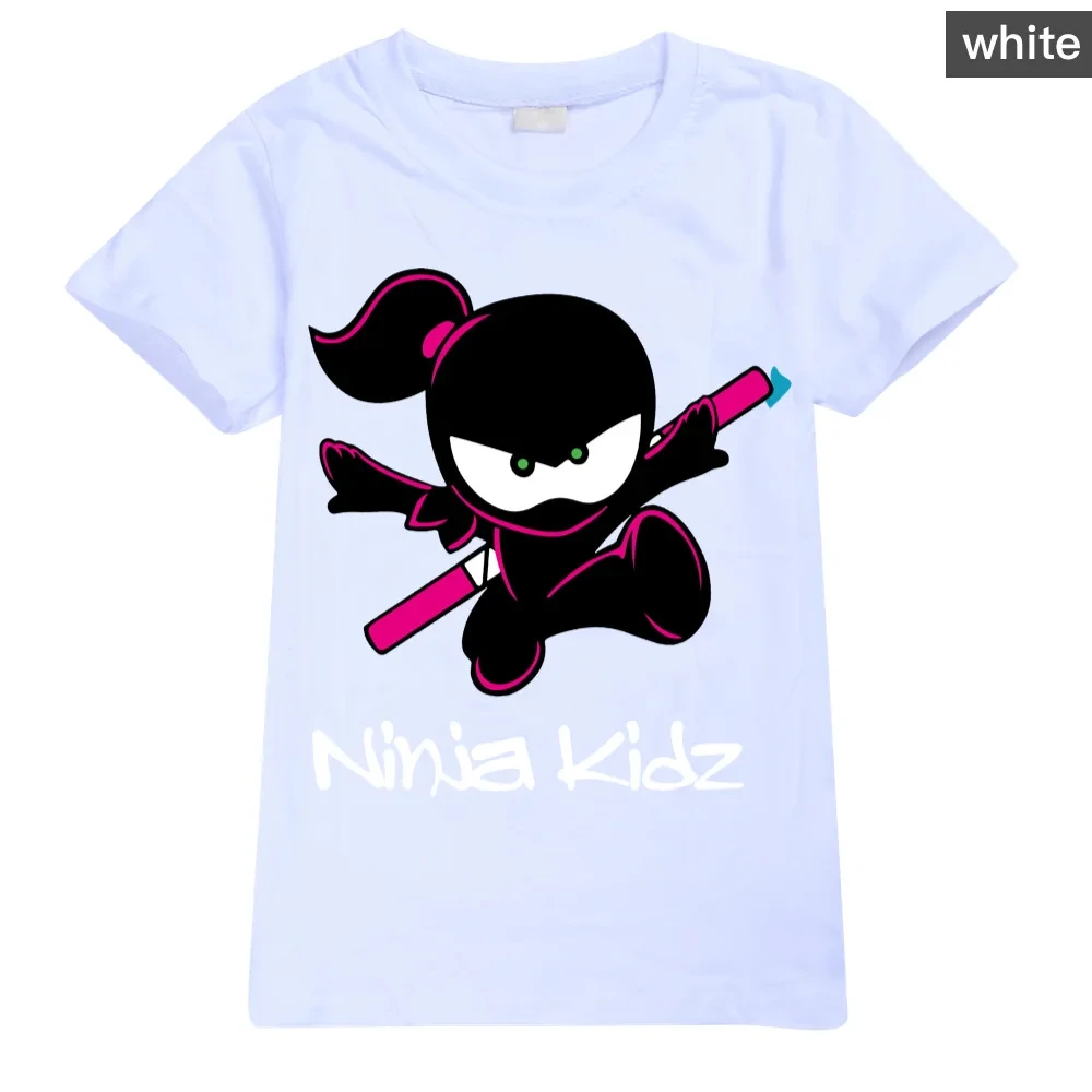 Ninja kidz-幼児の夏のTシャツ、10代の女の子の服、子供の綿のTシャツ、ブティックのキッズTシャツ、Oネックトップ、人気販売、2024