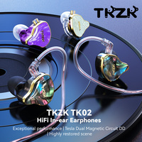 TKZK TK02 Dual Dynamic Headphones HiFi In Ear Monitor Earphones With 2Pin OFC Iem Cable Sport Noise Cancelling Gaming Headset