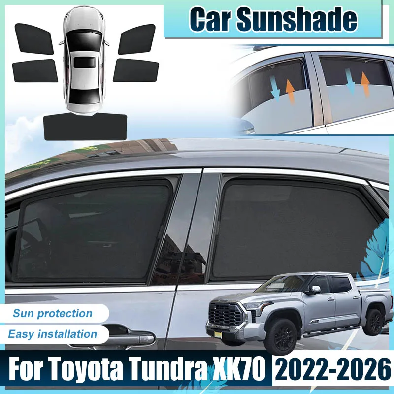 For Toyota Tundra XK70 Accessories MK3 2022 2023 2024 2025 2026 Car Window Sun Shades Covers Mesh light Shield Net UV Protector