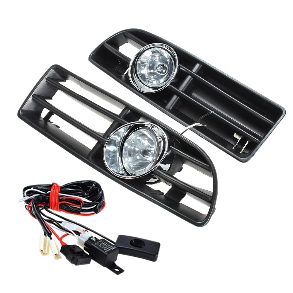 Front Fog Lights Assembly Fog Lamp Grille with Switch Harness For VW Bora Jetta MK4 1998-2004